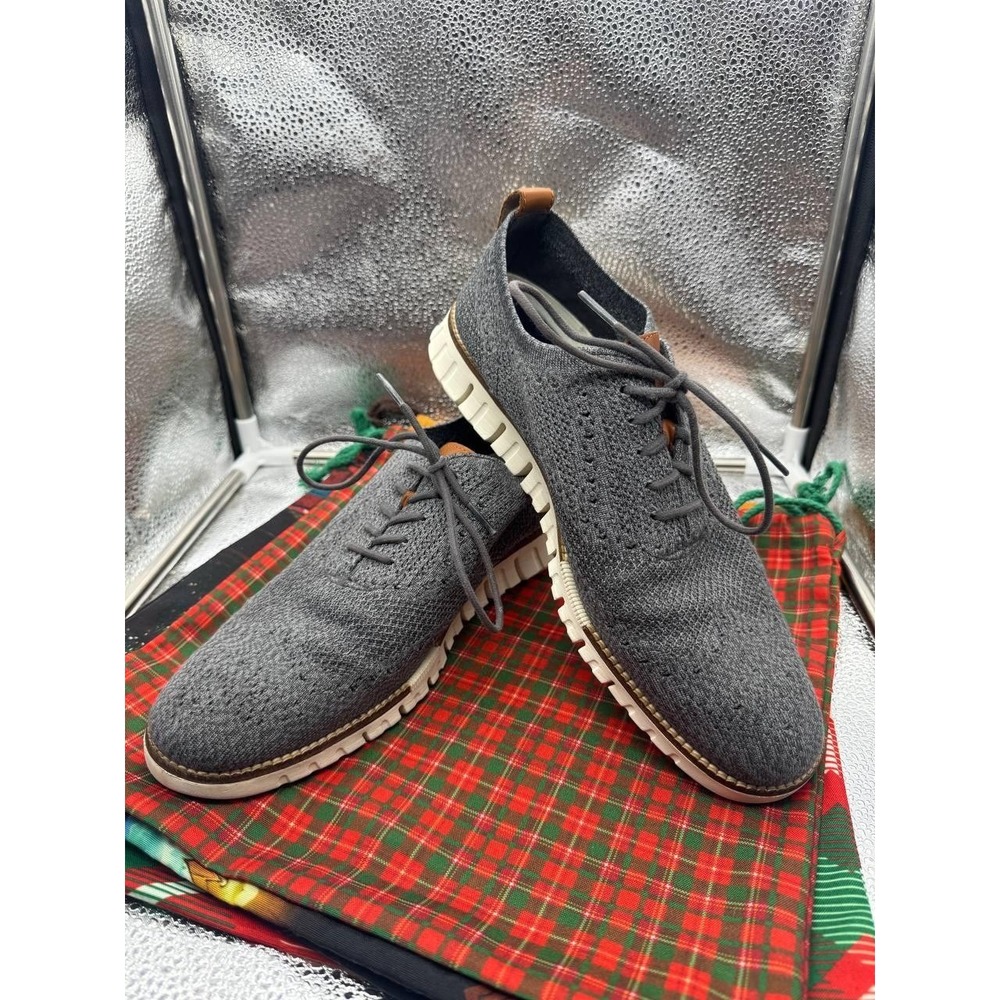 Cole Haan Zerogrand Stitchlite Wingtip Shoes Mens 9.5 Gray Knit Oxford Grand OS